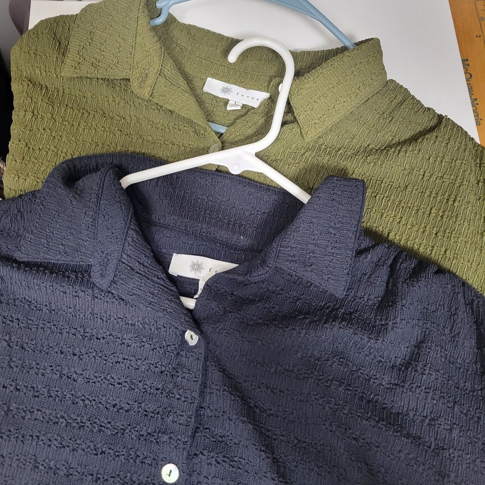 Lot 2 Fever Plisse Button Up Shirt L Cropped Boxy Granolagirl Gorpcore Stretchy